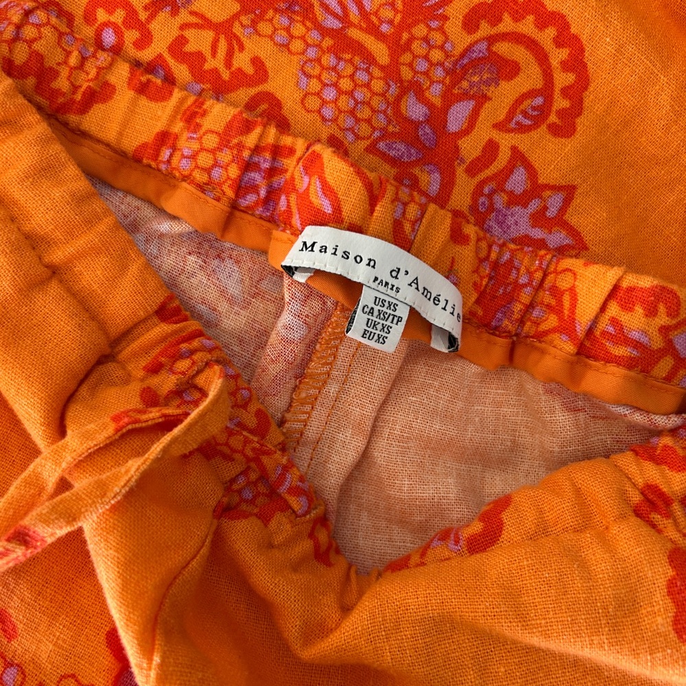 Vibrant Orange and Pink Linen Pants - Picture 4 of 4